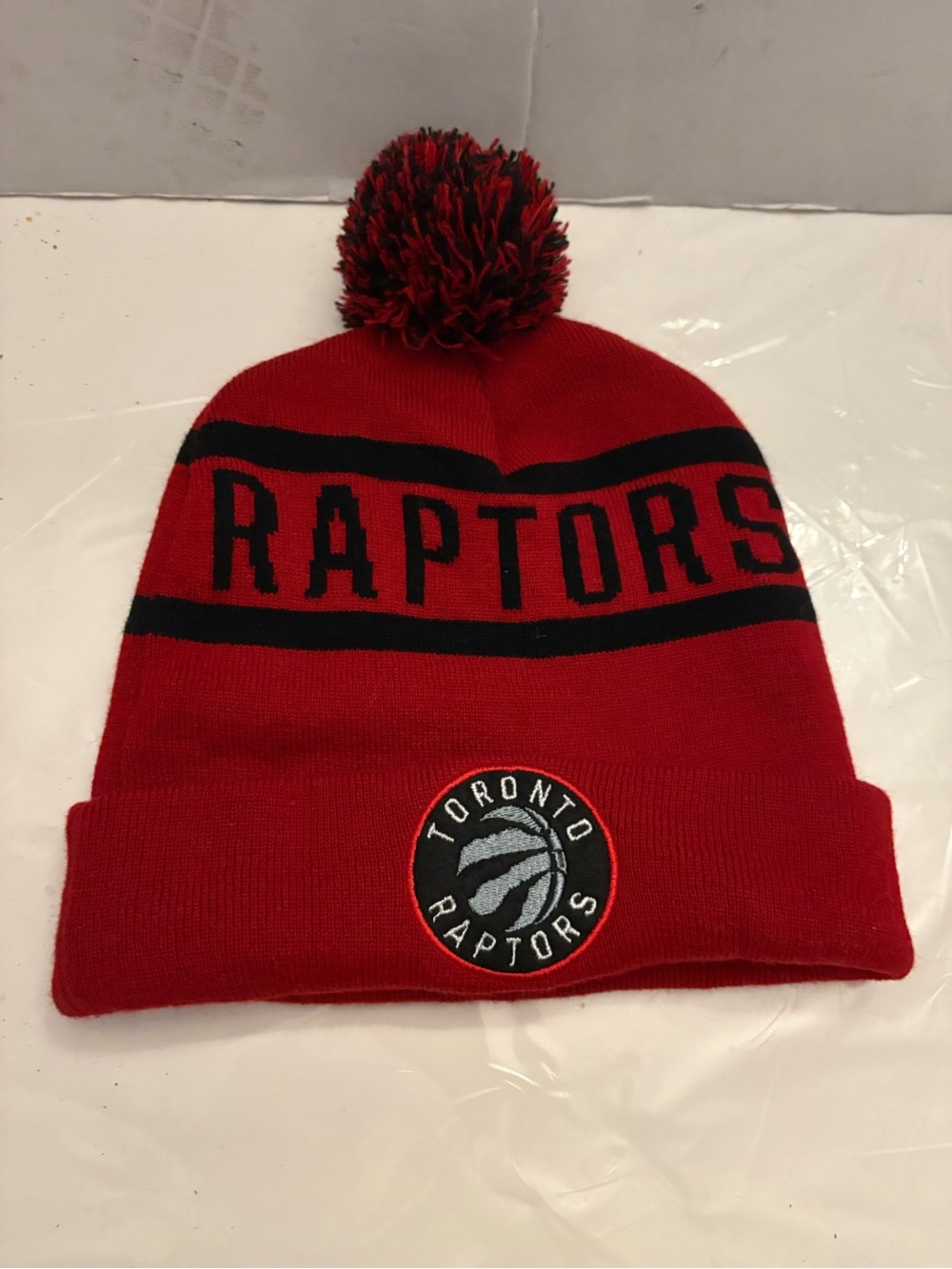 Toronto Raptors Red Beanie hat with Pom Pom